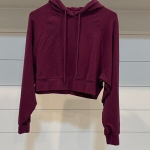 Alo Cropped Maroon Hoodie Sweatshirt -  XXS/XS